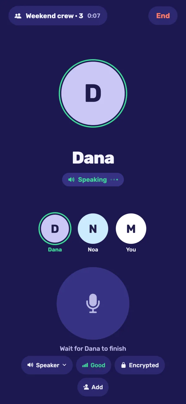 A group call with several people.